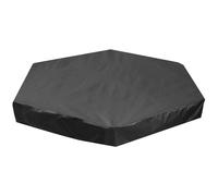 Peryauts Sandbox Cover, Hexagon Sandbox Cover Waterproof for Outdoor Kids Play Sand Pit with Windproof Hooks, 190T Silver-Coated Fabric, 55x43 Inches (Black)