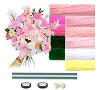 Peryiter 12 Inch Pipe Cleaners Flowers Set 1000 Pcs Chenille Stems Craft Supplies Bulk for Tulip Bouquet Making, Art DIY Craft Projects Creative Gift Party Decorations (Pink Flower)