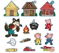 Peryiter 14 Pcs Three Little Pigs Felt Figures Set - Precuct Felt Board Visuals for Bible Stories Play Activity
