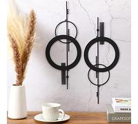 Peryiter 2 Pcs Small Metal Abstract Wall Art 15.7 Inch Metal Geometry Minimalist Wall Decor Single Line Art Black Vertical Sculptures Geometric Modern Hanging for Living Room Bathroom