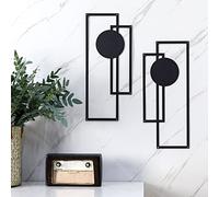 Peryiter 2 Pcs Small Metal Abstract Wall Art, 15.7 Metal Minimalist Wall Decor Single Line Art Vertical Hanging Sculptures Geometric Modern Hanging for Living Room Bathroom(Rectangular)
