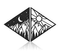 Peryiter 2 Pcs Sun and Moon Wall Decor Metal Wall Art Mountain Forest Triangle Decor Modern Line Hanging Gifts Decorations for Bathroom Living Room Kitchen Farmhouse Yard Indoor Outdoor