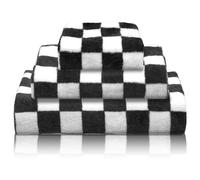 Peryiter 3 Pcs Bath Towels Set Black and White Checkerboard Coral Fleece Bathroom Towel Lightweight Soft Quick Dry Wash Cloth for Home Gym Spa Beach Accessories