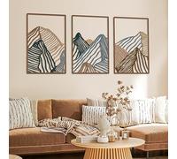 Peryiter 3 Pcs Mountain Metal Wall Art Mountain Line Wall Decor Abstract Minimalist Wall Art Rustic Nature Wall Decor for Home Bathroom Living Room (Vibrant Colors)