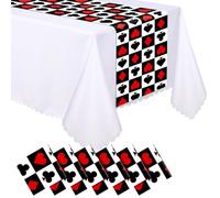 Peryiter 6 Pcs Plastic Casino Poker Table Runners 14 x 108 Las Vegas Party Decoration Casino Night Theme Birthday Party Supplies Disposable Table Runner for Game Playing Card (Basic)