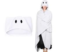Peryiter Halloween Ghost Wearable Blanket Hoodie Adults Extra Large Plush Flannel Wrap Throw Cozy Snuggy Hoodie Throw Gift for Women Men Birthday Thanksgiving Christmas