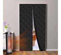 Peryiter Magnetic Thermal Insulated Door Curtain Fit Door 32'' X 80'' Oxford Waterproof Filled with Thicken Cotton, Windproof Door Insulation Cover for Winter/French/Patio/Sliding Glass Doors, Black