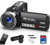 Peryoua Camcorder Video Camera 4K HD 80MP Vlogging Camera for YouTube IR Night Vision Camera 18X Digital Zoom 3.0 IPS Screen Video Recorder with 32GB SD Card, 2 Batteries, Remote Control