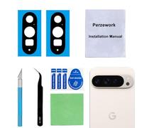 Perzework 2 Set Back Rear Camera Lens Glass Replacement for Google Pixel 9 Pro XL with pre-Installed Adhesive and Reparing Toolkit