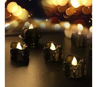 PERZOE 6Pcs LED Candle Lights Black LED Tea Light Candles Battery Operated Tea Lights Electric Flameless Flickering Tealights LED Candle Lamp A