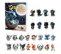PERZOE Acrylic Dragon Figurine Vibrant Ornament Christmas Advent Calendar Cartoon Cool Miniature Countdown for Home Office D