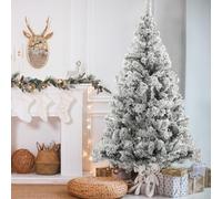 PERZOE Christmas Tree,6ft White Christmas Trees,Artificial Christmas Trees with Pine Cones and 600 Flocked Tips, Snow Xmas Trees for Xmas Christmas Holiday Decoration Easy Assembly 180cm