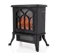 PERZOE Electric Heater,1500W/750W Electric Fires,Electric Fireplace Flame Effect Space Heater,Adjustable Thermostat,Overheating & Tip-Over Protection,Freestanding Portable Electric Log Wood Burner UK