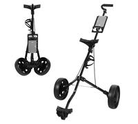 PERZOE Golf Trolley, 2 Wheel Golf Scorecard Holder, Lightweight Foldable Walking Golf Cart with Wear-resistant PP Wheels, Golfs Bag Trolley with Convenient Handle, Scoreboard Holder and Foot Brake