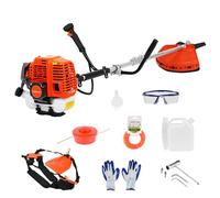 PERZOE Petrol Strimmer, 52cc 2-Stroke Grass Strimmer, 2 in 1 Heavy Duty Strimmer with Plastic Handle & Shoulder Strap, Multi-Functional Garden Tool for Yard, Lawn Orange