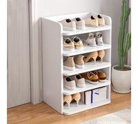 PERZOE Shoe Rack,Small Shoe Rack,Stackable Small Shoe Racks 5 Tier,Slim Shoe Racks Storage Organizer Shoe Slots Holds 5-10 Pairs, Black Shoe Stand for Hallway,Bedroom,Quick Assembly UK Fast Arrive