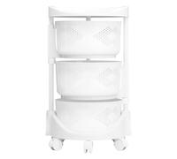 PERZOE Vegetable Rack, 3/4Tiers Fruit Basket, Ckitchen Storage & Organisation, Plastic Mesh Round Multi-Tier Portable Floor Standing Rotating Kitchen Cart with Rolling Wheels for Fruits Grocery Trip