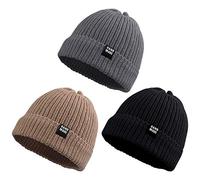 Pesaat Baby Hat Boys Knitted Hat Soft Cotton Girls Hat Children's Hat Warm Winter Hat 0-5 Years Winter Autumn, Black + dark grey + chestnut, 2-5 Years