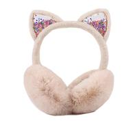 Pesaat Fluffy Ear Muff for Women Plush Foldable Earmuffs Kids Winter Earmuffs Girls Boys Cold Weather Ear Warmer (Beige Cat)