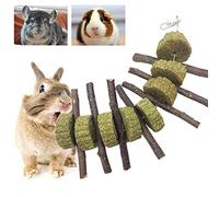 PeSandy Bunny Chew Toys for Teeth, Organic Apple Wood Molar Sticks with Timothy Hay Circles for Bunny Chinchilla Guinea Pig Hamsters Holland Lop Prairie Dogs Squirrels Gerbils, Improves Dental Health