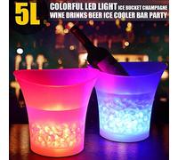 PeSandy LED Ice Bucket, 5L Lighted Champagne Ice Bucket with Multi Colors Changing for Party/Home/Bar, Waterproof Drink Containers for Chilling Champagne Retro Wine Beer Battery Powered (Flower)