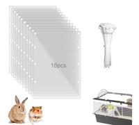 PeSandy Pet Cage Liner Protection, Rabbit Cage Plastic Panels, 18 PCS Cage Urine Guard for Rabbit, Guinea Pig, Hamster, Hedgehog, Chinchilla, Ferret, Bunny - Transparent, 11.8"x7.9"