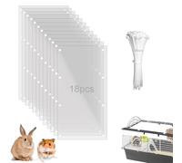 PeSandy Pet Cage Liner Protection, Rabbit Cage Plastic Panels, 18 PCS Cage Urine Guard for Rabbit, Guinea Pig, Hamster, Hedgehog, Chinchilla, Ferret, Bunny - Transparent, 11.8"x5.9"