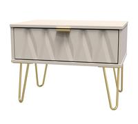 Crowndale Diamond Single Drawer Kashmir Matt Wide Side Table Ready Assembled - Size: 43 x 58 x 40cm - Wilko
