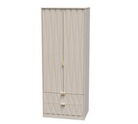 Pesaro Ready Assembled Contemporary Matt Cashmere 2 Drawer Tall Double Wardrobe (H)1970mm (W)740mm (D)530mm