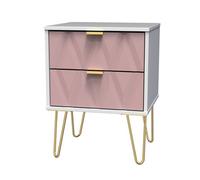 Pesaro Ready Assembled Gloss & Matt Pink & White No Effect 2 Drawer Bedside Table (H)570mm (W)450mm (D)395mm