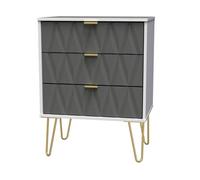 Pesaro Ready Assembled Grey & White 3 Drawer Sideboard (H)740mm (W)575mm