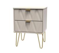 Crowndale Diamond 2 Drawer Matt Kashmir Bedside Table - Cream - Wilko