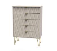 Pesaro Ready Assembled Matt Cashmere No Effect 5 Drawer Chest (H)1075mm (W)765mm (D)415mm