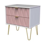 Pesaro Ready Assembled Matt Pink & White No Effect 2 Drawer Chest (H)570mm (W)575mm (D)395mm