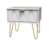 Pesaro Ready Assembled Matt White No Effect 1 Drawer Bedside Chest (H)410mm (W)450mm (D)395mm