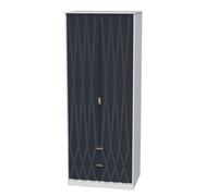 Welcome Furniture Ready Assembled Diamond 2 Door 2 Drawer Wardrobe In Indigo Matt & White, Blue