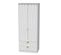 Pesaro Ready Assembled Modern Matt White 2 Drawer Tall Double Wardrobe (H)1970mm (W)740mm (D)530mm