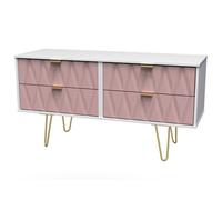 Pesaro Ready Assembled Pink & White Tv Stand, (H)50.5Cm X (W)11.2Cm X (D)41.5Cm