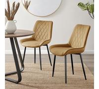 PESARO x2 Velvet Luxury Dining Chairs with Chrome SILVER/GOLD/BLACK Metal Legs