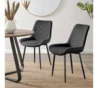 PESARO x2 Velvet Luxury Dining Chairs with Chrome SILVER/GOLD/BLACK Metal Legs