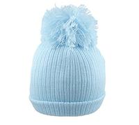 Pesci Baby Girls or Boys Pom Pom Hats Beanie Bobble Hat Ribbed Knitted Wooly Cap Newborn to 12 Months (Blue, Newborn)