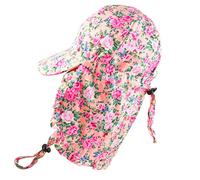 Pesci Kids Girls Sun Hats Summer Legionnaires Cap with Neck Protection Flap and Chin Strap Adjustable Frilly Floral Hat (Pink, 4-13 Years)