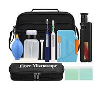Pesderty 12 PCS Fiber Optic Cleaning Kit Optical Fiber Cleaner Tool with Cleaning Cassette Magnifying Glass for LC Connectors