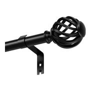 PeSenp 2 Pack Black Curtain Poles for Eyelet Curtains 95 to 249 cm, 16 mm Diameter Decorative Splicing Curtain Rod with Brackets and Finials for Bedroom, Living Room(Window Size:55-209 cm)