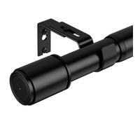 PeSenp 25mm Diameter Black Curtain Pole 77-143 cm, for 47-123 cm Windows, Extendable Curtain Poles for Eyelet Curtains, Metal Curtain Rod with Adjustable Brackets, Ideal for Bedroom and Living Room