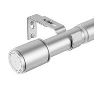 PeSenp 25mm Diameter Silver Curtain Pole 77-143 cm, for 47-123 cm Windows, Extendable Curtain Poles for Eyelet Curtains, Metal Curtain Rod with Adjustable Brackets, Ideal for Bedroom and Living Room