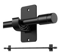 PeSenp Black Curtain Rods No-Drilling for Windows 48 to 84 Inch - 5/8" Diameter Renter Friendly Curtain Rod, Splicing Drapery Rod Set with 3M Adhesive Brackets (Size: 32" - 93")