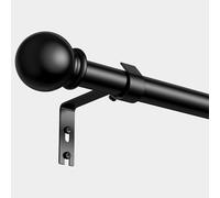 PeSenp Curtain Poles 87-310cm,Black Curtain Pole for Eyelet Curtains,16mm Curtain Rod with Round Finials,Adjustable Multi-Piece Metal Curtain Poles Includes Brackets & Fittings Set