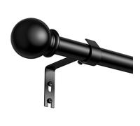PeSenp Curtain Poles 87-321cm,Black Curtain Pole for Eyelet Curtains,16mm Curtain Rod with Round Finials,Adjustable Multi-Piece Metal Curtain Poles Includes Brackets & Fittings Set