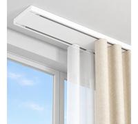 PeSenp Double Curtain Track Ceiling Mounted,Aluminum Heavy Duty Curtain rail With Silent Rollers,ceiling curtain tracks and fittings for Living Room,Bedroom,Easy Installation (White, 4.5m)
